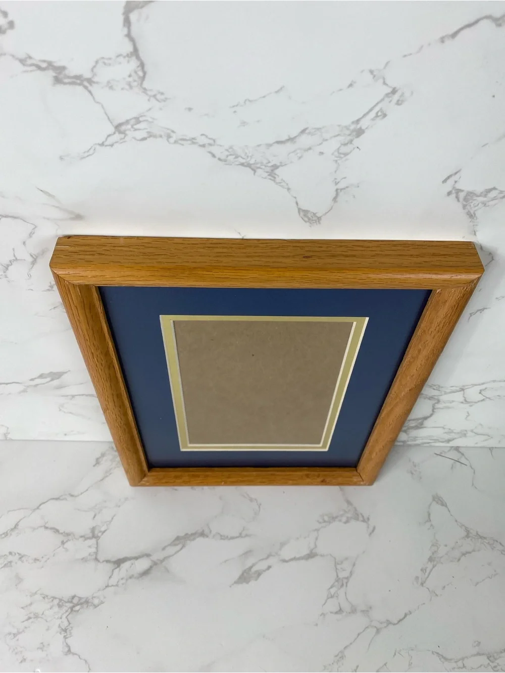 Solid oak frame w/ navy mat 5x7 or 8x10 non glare glass